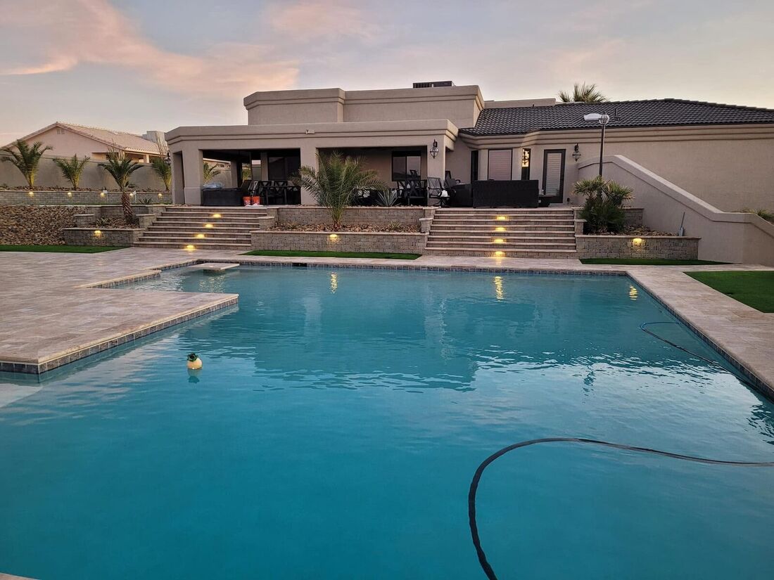 Gazebos project by Havasu Pavers in Lake Havasu City — Shaded patio off the pool deck