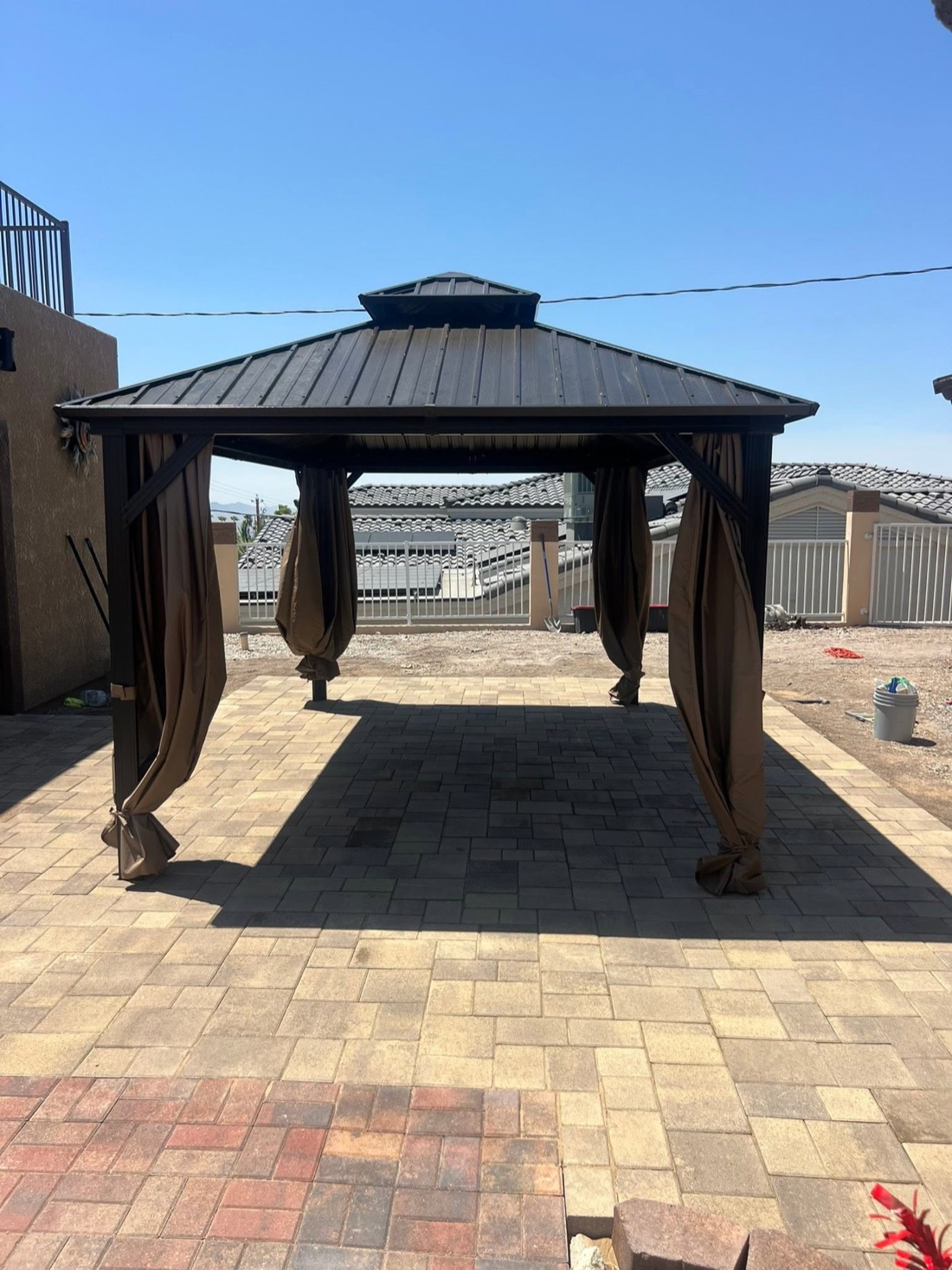 Backyard Discovery hardtop gazebo on a paver patio by Havasu Pavers in Lake Havasu City